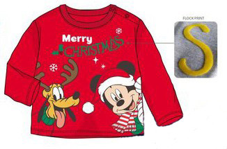 Disney Mickey Pluto Red Karácsonyi baba póló, felső 12 hó